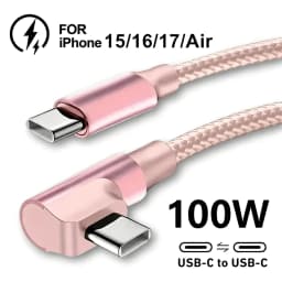 90 Degree Dual USB C Fast Charge Elbow Cable For iPhone 15 16 17 Pro Max Samsung Xiaomi Redmi POCO Type C Quick Charging Cables