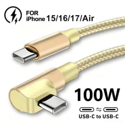 90 Degree Dual USB C Fast Charge Elbow Cable For iPhone 15 16 17 Pro Max Samsung Xiaomi Redmi POCO Type C Quick Charging Cables