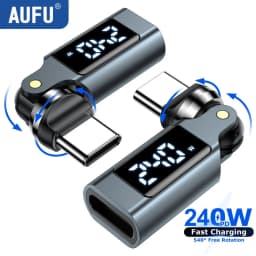 AUFU 240W 5A Type C Adapter USB C to Type-C Digital Display Female Convertor For iPhone 17 Samsung S26 540 Rotation OTG Adapter