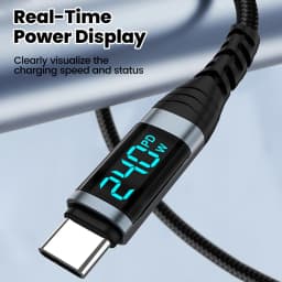240W Type C to Type C Fast Charging Cable PD3.1 Digital Display USB C Data Cord For Iphone 15 16 Samsung Huawei Tablet Laptop