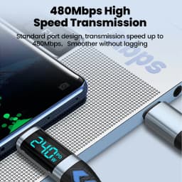 240W Type C to Type C Fast Charging Cable PD3.1 Digital Display USB C Data Cord For Iphone 15 16 Samsung Huawei Tablet Laptop