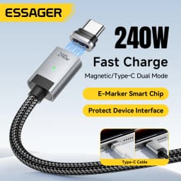 Essager 240W Magnetic Charger Cable USB C To Type C Cable PD 5A Fast Charging For IPhone 17 16 Samsung Laptop Charger Wire Cord