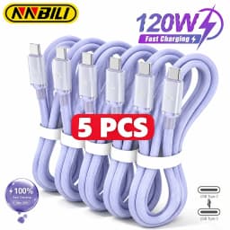 NNBILI 5Pcs 120W USB Type C to Type C Cable For iPhone 15 16 17 Fast Charging For Huawei Xiaomi Samsung Type C Cable Accessories