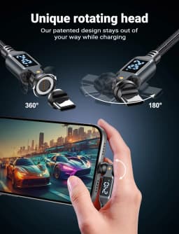 AUFU 240W Magnetic USB Type C Cable Fast Charging PD 3.1 Digital Display Micro Type C Cable For iPhone Macbook Samsung Wire Cord