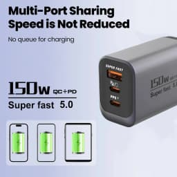 150W Fast Charging 3 Ports Mobile Phone Charger QC3.0 USB Type C Chargers Dual PD USB Wall Adapter EU/US Plug for iPhone Samsung