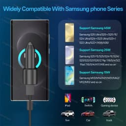 Original SAMSUNG Car Charger Type C 60w 45w 15w PD Auto Cargador Fast Charging Cable Samsung Galaxy S26 S25 S24 S23 Z Fold 8 7 6