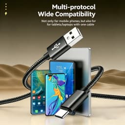 USB Type C Braided Cable For iPhone 15 16 17 Pro Max Fast Charging Data Cable For Samsung Xiaomi Redmi POCO Huawei Honor OnePlus