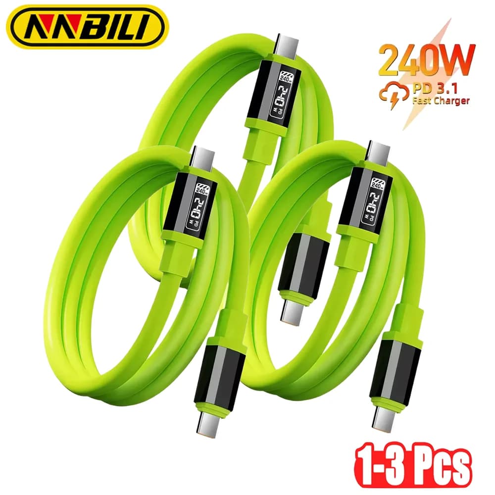 NNBILI 1-3Pcs 240W Type C Cable PD Fast Charging Phone Charger Data Cord For iPhone 17 Huawei Type C to USB C Quick Charge Wire