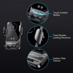 15W Universal Car Phone Wireless Charger Holder Auto-sensing RGB Light Mount for Samsung S26 iPhone 17 16 15 14 13 12 11 Pro Max