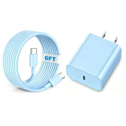 2Pack 20W Fast Charging Wall Charger Block Cubes with 6Ft C to C Cable Compatible For iPhone 15 16 17 Pro Max For iPad Pro-Blue