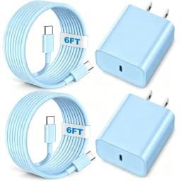 2Pack 20W Fast Charging Wall Charger Block Cubes with 6Ft C to C Cable Compatible For iPhone 15 16 17 Pro Max For iPad Pro-Blue
