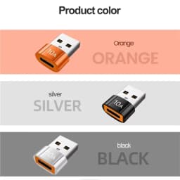 3 PCS 10A USB-C to USB-A Converter Fast Charging Data Transfer Adapter For Samsung Xiaomi Huawei OnePlus Type C Charging Cable