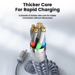 Toocki 100W PD Spring Coiled USB‑C to USB‑C Cable For Macbook iPad Samsung Galaxy Huawei Fast Charging LED USB Type C Data Cord