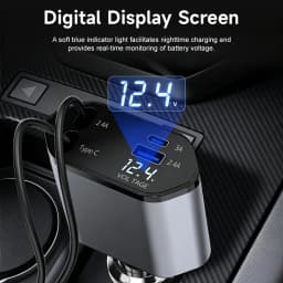 3 in 1 120W Car Charger Retractable Car Cigarette Lighter Adapter USB Type C to Type C Fast Charger Cable For iPhone Samsung
