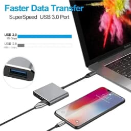 3 in 1 Type C Splitter Hub USB C to  USB3.0 Multiport Docking Station Converter Compatible With Macbook Air