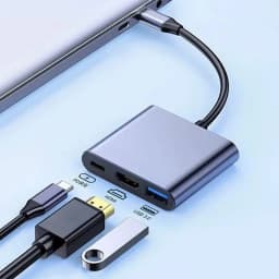 3 in 1 Type C Splitter Hub USB C to  USB3.0 Multiport Docking Station Converter Compatible With Macbook Air