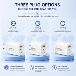 GaN Fast Charging 65W USB Type C Charger EU KR US PD 3.0 Quick Charge Wall For Phone Adapter For iPhone 15 Xiaomi Huawei Samsung