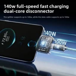 3/1PCS Intelligence Full Charge Auto-Disconnect Charging Adapter 140W Fast Charge Separator Automatically for Type-C Charge