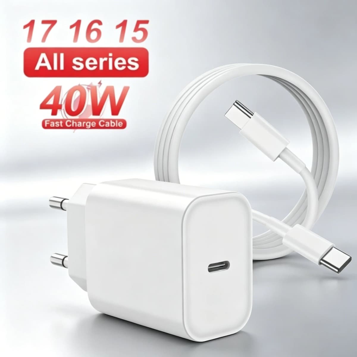 PD 40W Charger USB C Fast Charging Cable For iPhone 17 16 15 Pro Max Air PIUS Type-C Dataline Quick Phone Charger Power Adapter