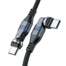 240W USB C to USB C Cable,Dual Head 540° Rotation 5A PD Fast Charging Cord,Nylon Braided Data Wire for iPhone 16,Samsung Galaxy