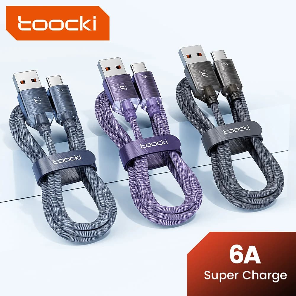 Toocki 100W USB A to USB Type C Cable for Huawei Honor Samsung Xiaomi Redmi iPhone 17 16 6A USB to Type C Charger Cord Data Wire