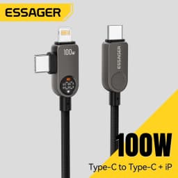 Essager 2 in 1 USB Type C Cable 100W PD Fast Charging Wire Type C To Lighting Cable For iPhone 17 16 15 14 MacBook iPad Xiaomi
