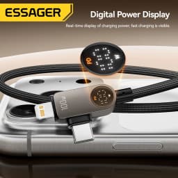 Essager 2 in 1 USB Type C Cable 100W PD Fast Charging Wire Type C To Lighting Cable For iPhone 17 16 15 14 MacBook iPad Xiaomi