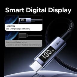 UGREEN PD100W USB C Cable Digital Power Display Fast Charging W/V/A for Laptop MacBook iPhone 18/17 Samsung S26 iPad Smart Cord
