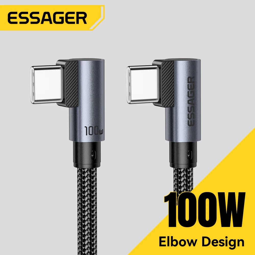 Essager Elbow PD100W USB C to USB C Charging Cable for iPhone 17 16 15 Pro Samsung MacBook iPad Type C Fast Charging Data Cord