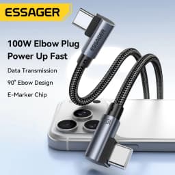 Essager Elbow PD100W USB C to USB C Charging Cable for iPhone 17 16 15 Pro Samsung MacBook iPad Type C Fast Charging Data Cord