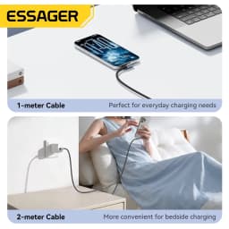 Essager Elbow PD100W USB C to USB C Charging Cable for iPhone 17 16 15 Pro Samsung MacBook iPad Type C Fast Charging Data Cord