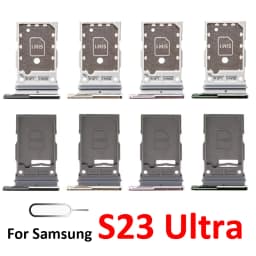 For Samsung Galaxy S23 Ultra S918 S918B Phone New Housing Chip SIM Card Tray Slot Holder Pocket Parts Single Dual SIM Black