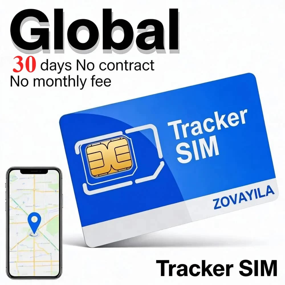 4G SIM Card for GPS Tracker No Contract 30MB/30 Days Global Roaming 2G 3G 4G LTE GPRS Cat1 M2M IoT Tri-Cut Compatible ZOVAGOLO