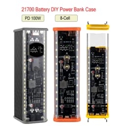 PD 100W Super Fast Charging Power Supply Module 8-Cell 21700 Battery Solder-Free DIY Power Bank Housing LED Outdoor Light