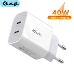 Elough 40W Dual Port USB C Charger Fast Charging QC3.0 PD Type C Phone Fast Charger Adapter For iPhone Xiaomi Samsung Huawei
