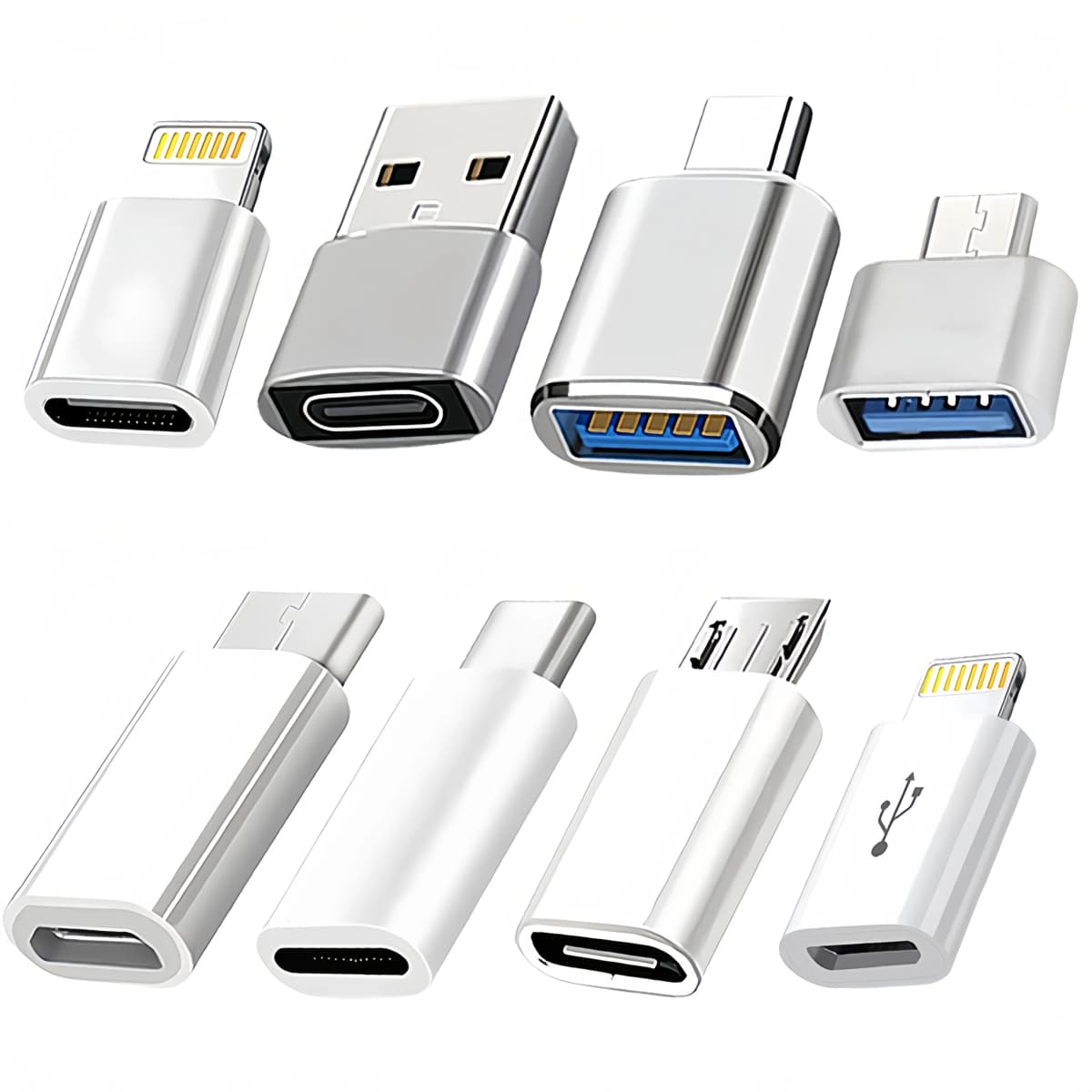 8PCS USB-C Adapter Bundle Fast Charging Data Transfer Convert to Lightning Micro USB OTG USB 3.0 for All Devices