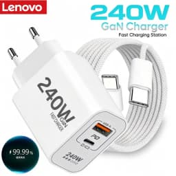 Lenovo 240W GaN PD USB C Charger Fast Charging For iPhone 17 16 15 14 Pro Max Phone PD 3.0 QC 3.0 USB Type C For Xiaomi iPad
