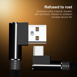 USB Type C Cable 90 Degree elbow Nylon Braided 1M/2M/3M Fast Charging Data Cable for Samsung s8 s9 Oneplus Huawei Xiaomi USB C