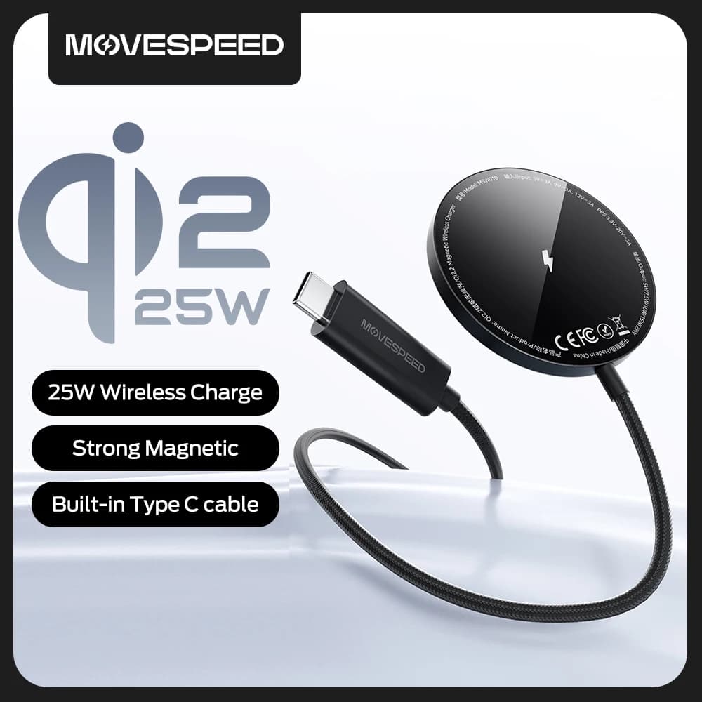 MOVESPEED W010 Qi2 25W Fast Wireless Charger For iPhone 17 16 15 14 13 12 Pro Max Magnetic Wireless Charging Pad Phone Charger