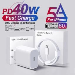 For Apple Original 40W Type C Fast Charger For iPhone 17 16 15 14 13 12 11 Pro Max Samsung Quick Charging Charge Lightning Cable