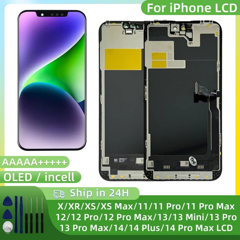 OLED For iPhone X Display XR XS MAX 11 12 Pro LCD 13 14 Pro Screen Face ID Touch 13Pro 14 Pro Max 13 MINI Display 12 Mini Incell