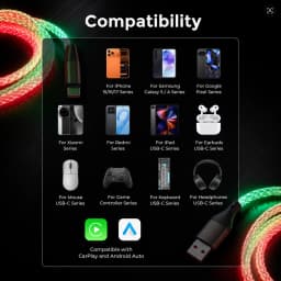 Light Up Type C Charger Cable PD100W Fast Charging Cable 480Mbps Data Transfer Phone Charger Cord for Phone Laptop Gaming