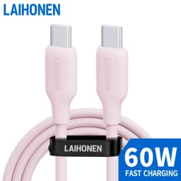 USB-C to USB-C 60W 3A Silicone Cable Soft Liquid Silicone PD Fast Charging Cord Tangle-Free Compatible with iPhone 17 16 15