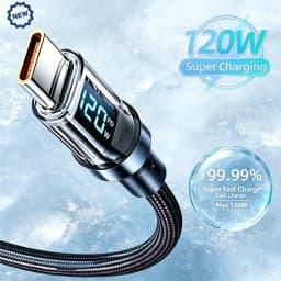 120W USB to Type C Cable LED Digital Display Quick Charge USB C Data Cord 1/2M Portable PD Fast Charge Line For Home Office
