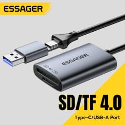 Essager 2-in-1 USB Card Reader SD/TF 4.0 Memory Card Device 312MB/s 2TB Smart Reader for iPhone Samsung Laptop MacBook PC