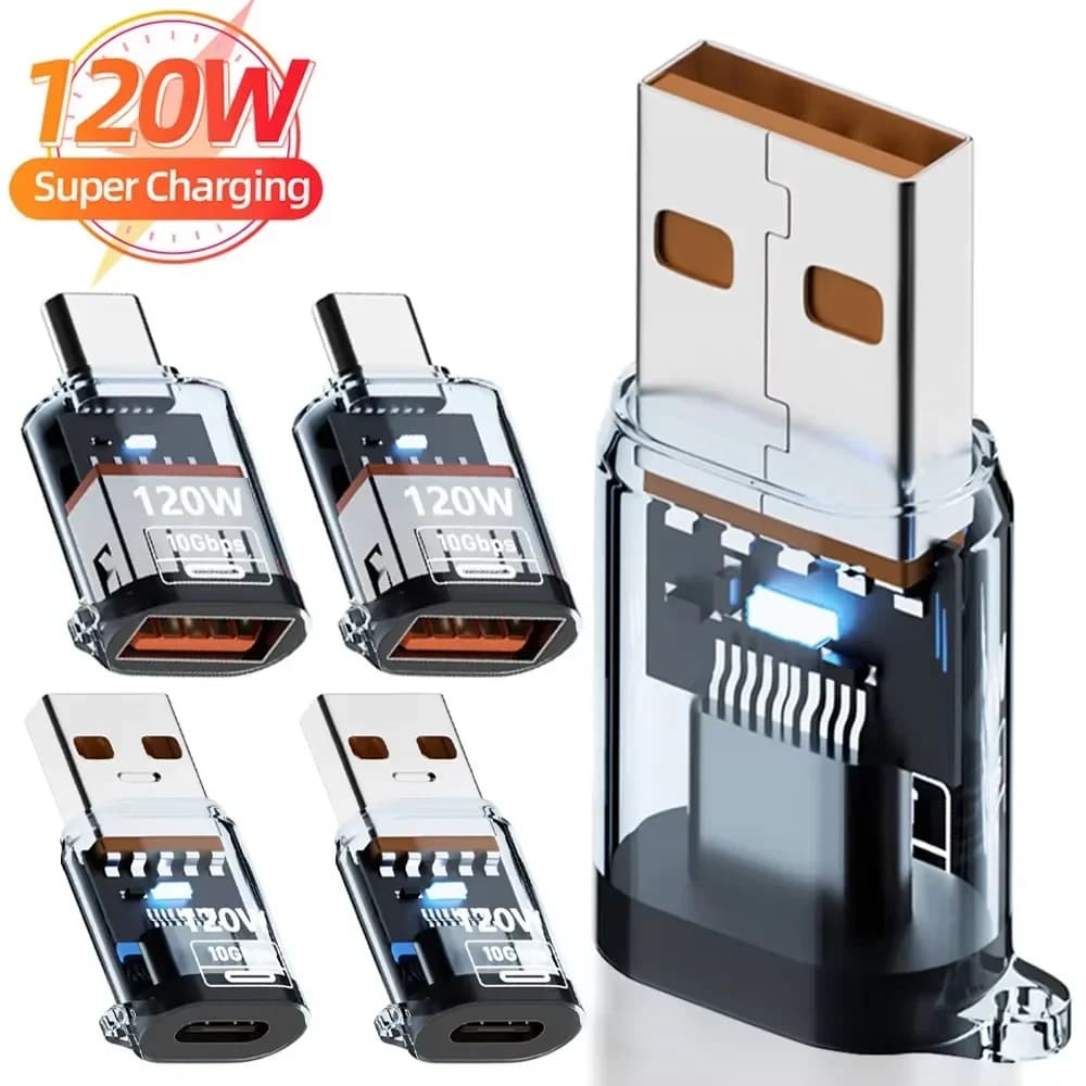 120W Super Fast Charging USB3.2 Connectors USB A To Type C Male To Female Adapters 10Gbps High-speed Data Transfer Converters