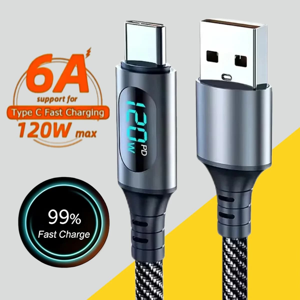120W Dual USB C Digital Display Cable PD Fast Charging USB Type C to Type-C Cable For iPhone 17 Pro Max Plus Xiaomi Macbook iPad