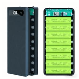 10 8 Slot 18650 Battery Holder DIY Shell Dual USB Type C Charger Powerbank Case Case for iPhone Xiaomi Battery Power Bank Case