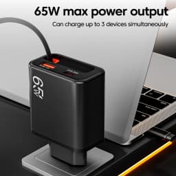 65W Type C USB Phone Charger Super Fast Charge With Retractable USB C Cable For iPhone 17 16 Samsung POCO Xiaomi EU/US/UK Plug