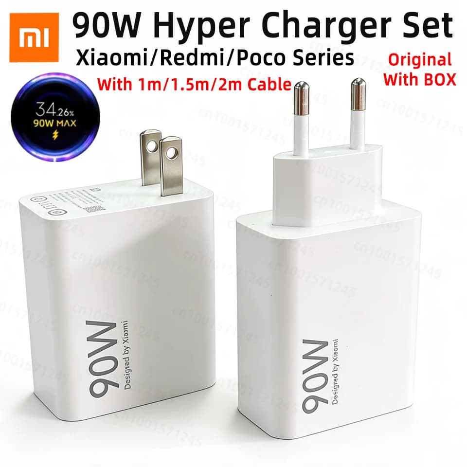 XIAOMI 90W Charger Original Mi Turbo Fast Charging Adapter EU US Xiaomi 17 Ultra 15 15T 14 13 13t Poco F7 F8 X7 X8 M8 Redmi Note
